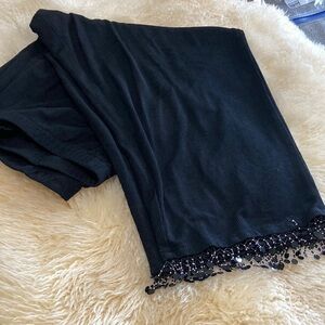 Black ribbed pull on pants with dangling beads at the hem size 26w